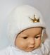 Утеплена шапочка з плюшу ЗОЛОТА КОРОНА для новонароджених, обхват голови 38 см, Плюш