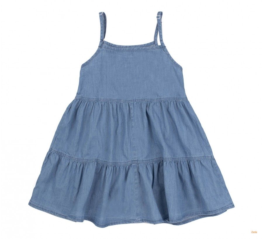 Комплект Джинсовое Лето для девочки сарафан + футболка, 104, Джинс