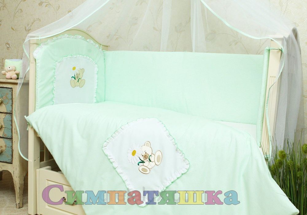 Дитячий спальний комплект в ліжечко ВЕДМЕДИК 8 предметів, без балдахіна