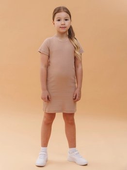 Детское платье Бежевый Рубчик для девочки , 122, Трикотаж