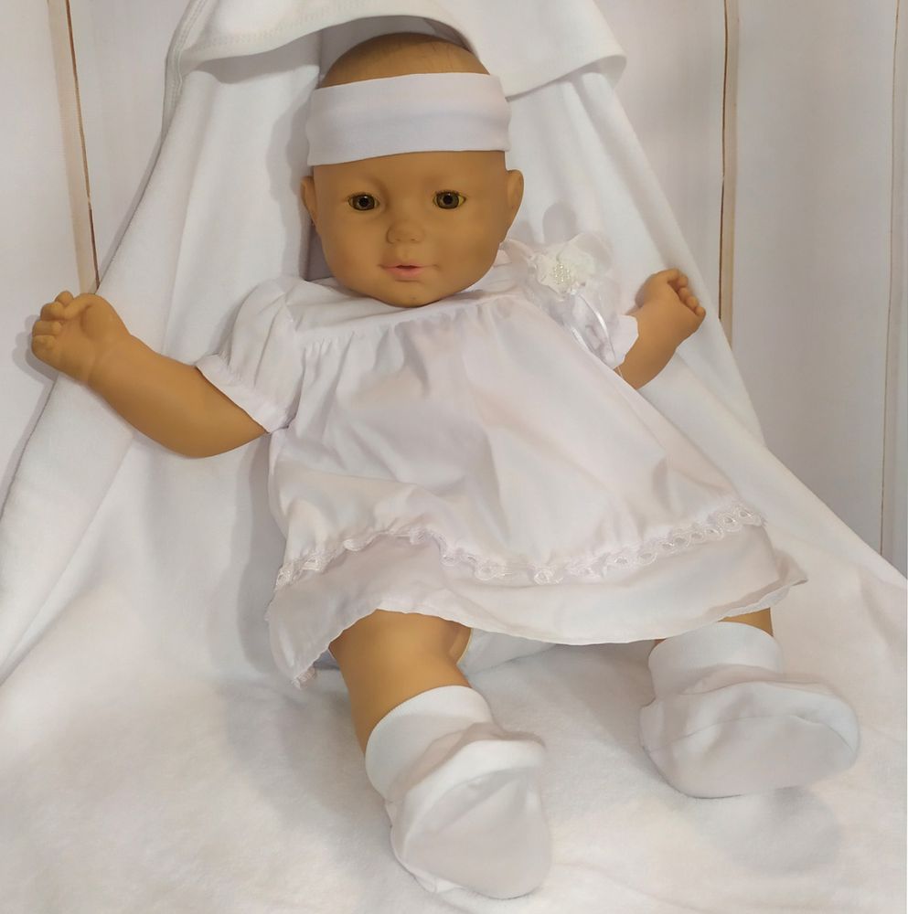 Летний крестильный комплект для девочки Квіточка: боди-платья  + пинетки + повязка