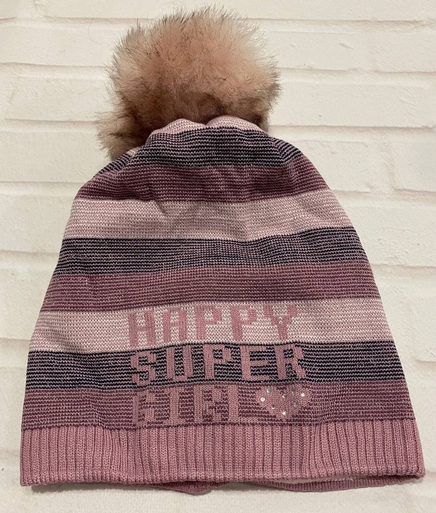 Детская теплая шапка Super Girl на флисе + шарф, обхват головы 52 - 54 см