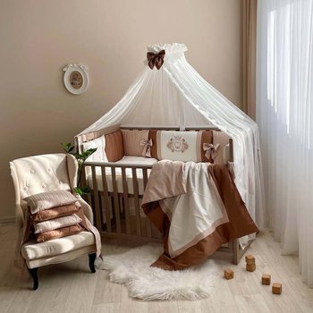 Спальний комплект для новонароджених із захистом Королівський chocolate, с балдахіном