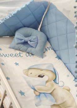Дитячий постільний комплект у ліжечко для новонароджених зі стьобаними бортиками на всі 4 сторони ліжечка Соня блакитний