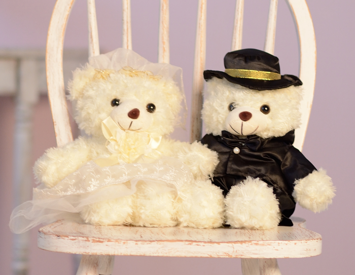Мягкие игрушки медведи «ЖЕНИХ И НЕВЕСТА», Белый, Мягкие игрушки ДРУГИЕ, до 60 см