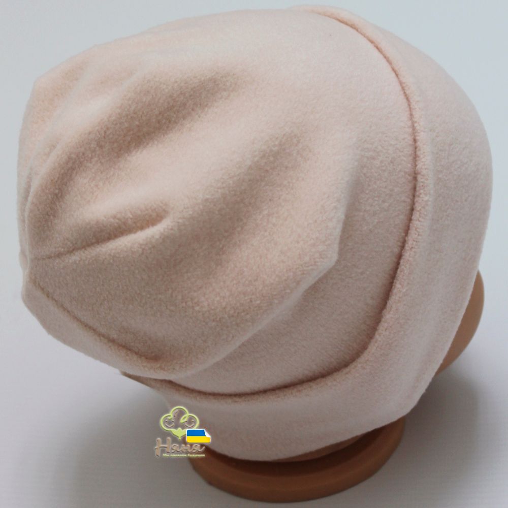 Дитяча шапка Персик двошаровий фліс, обхват голови 48 см, Фліс