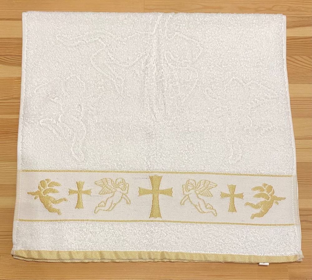 Махровый рушник на крещение Золотой Ангел 90х47 см, Махра, Всесезонное