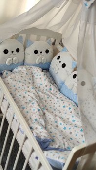 Постельное белье в кроватку для новорожденного с бортиками и балдахином Kitty голубой