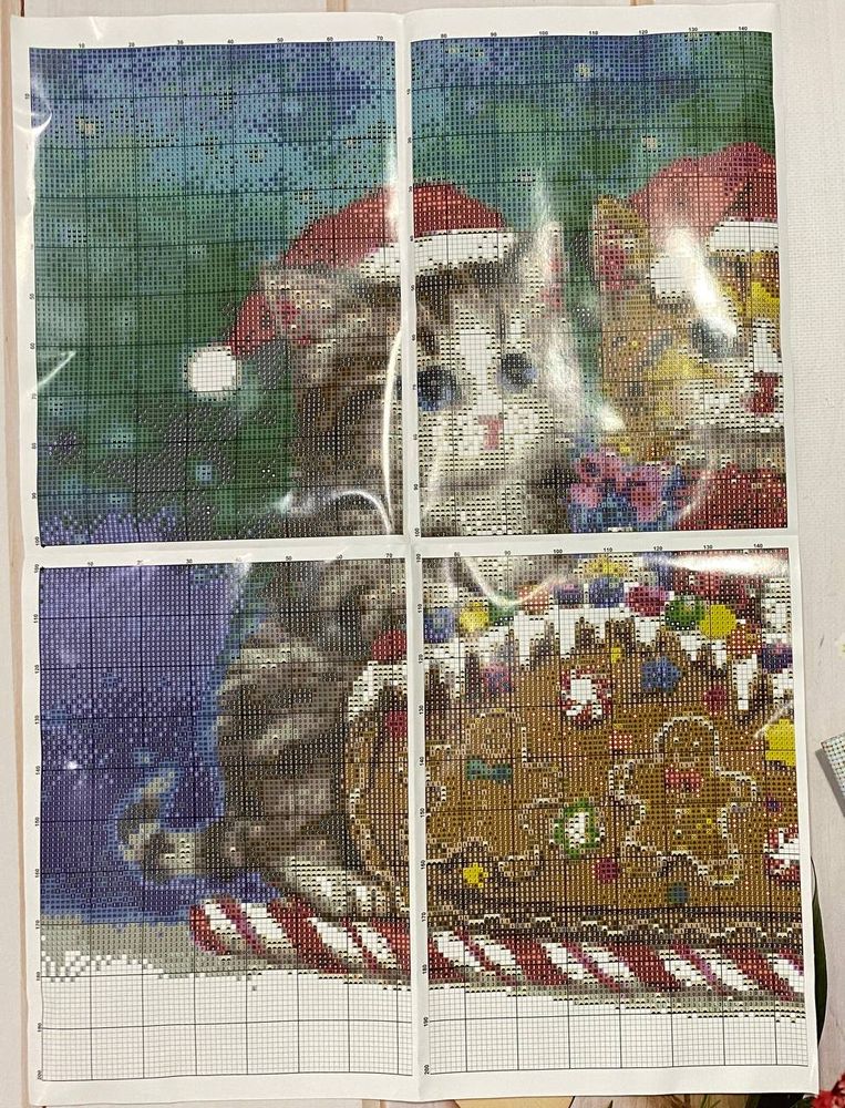 Наборы для вышивания крестом 70х54 Рождественские котята, Животные, птицы, Городские сюжеты