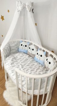 Постельное белье в кроватку для новорожденного с бортиками и балдахином Kitty перышко