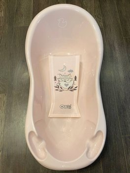 Набір для купання новонародженої дитяча рожева ванна 102 см + гірка Лисичка, Світло-рожевий