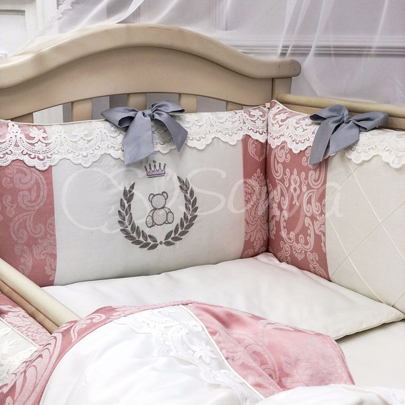 Спальный комплект для новорожденных с защитой Роскошь, без балдахина