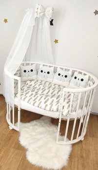 Постельное белье в кроватку для новорожденного с бортиками и балдахином Kitty перышко 2