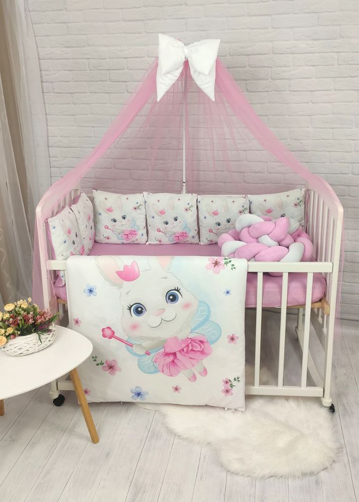 Дитячий спальний комплект з балдахіном Pink Bunny, с балдахіном