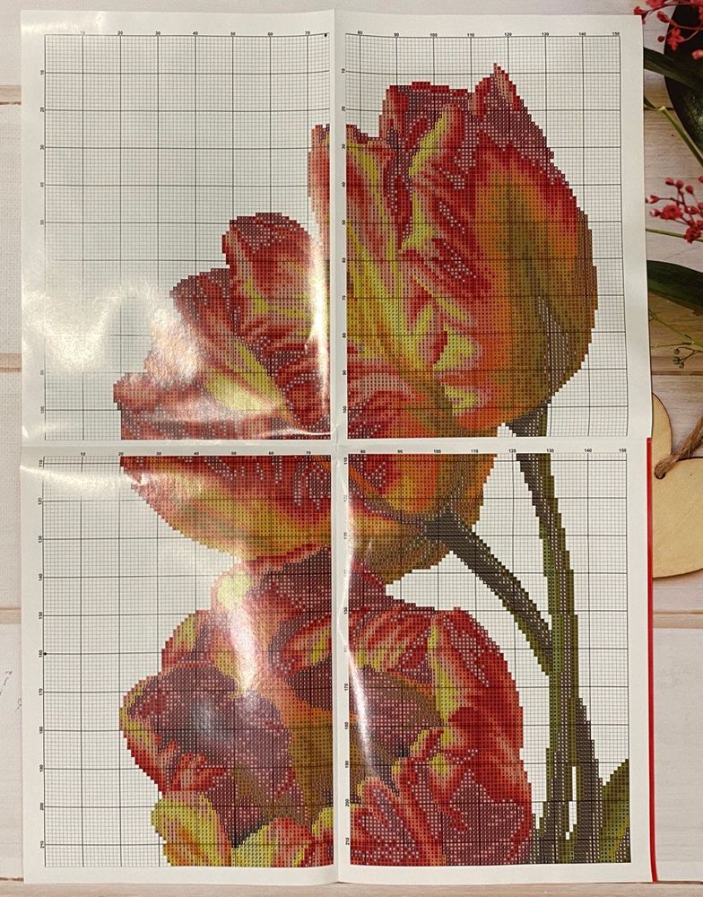 Наборы для вышивания крестом 43х83 Тюльпаны, Цветы, натюрморты