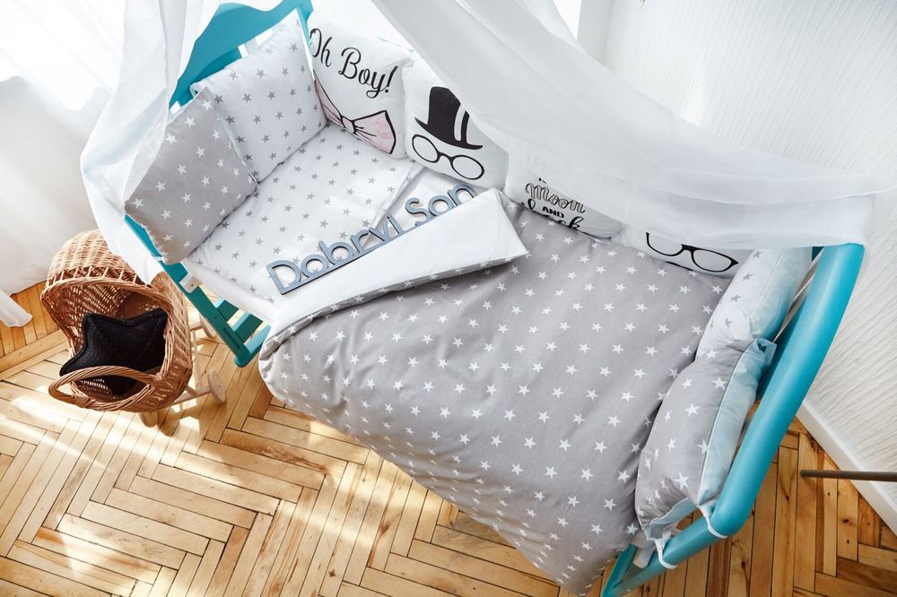 Защитные бортики Джентельмен 12 подушек для новорожденных, бортики без постели