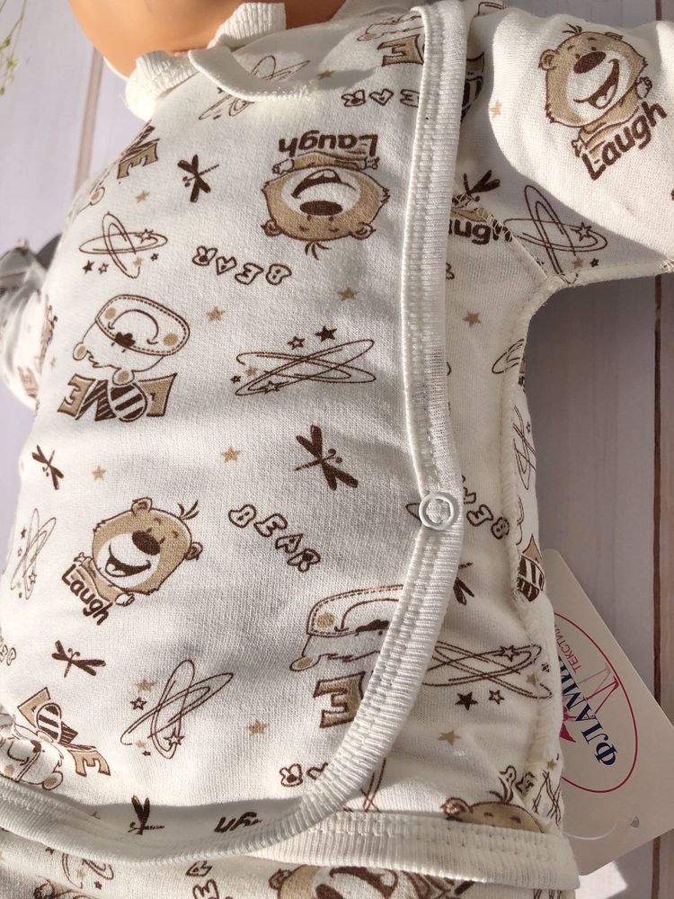 Фото Теплый комплект LAUGH BEAR в роддом для новорожденного три предмета, купить по лучшей цене 149 грн