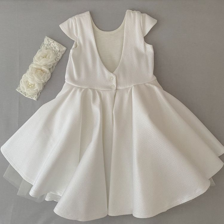 Нарядное платье + повязка Елеганс для малышки молочное