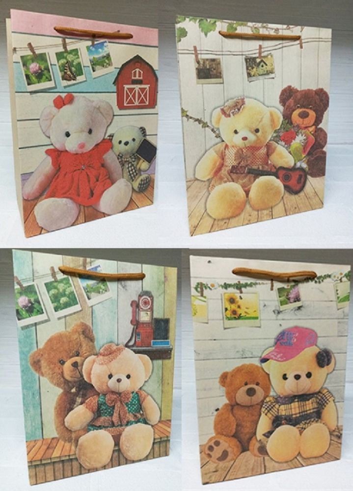 Дитячі паперові пакети з ручками Ведмедята 45х35х14