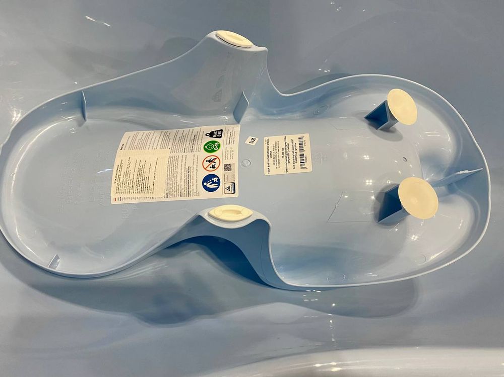 Набір для купання новонародженого Бембі: блакитна ванна 102 см + гірка на присосках