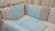Комплект в ліжечко Кролики з бортиками 6 подушок блакитний, без балдахіна