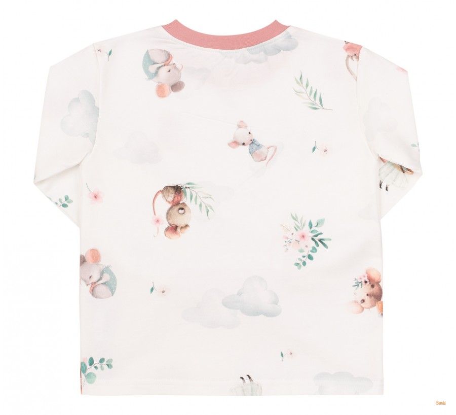 Байковая пижама Little Mouse для девочки молочная, 92, Фланель, байка