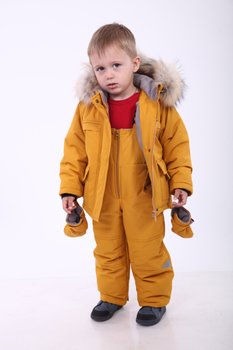 Дитячий костюм напівкомбінезон з курткою гірчичний