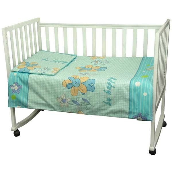 Детский сменный постельный комплект в кроватку Бирюза фото, цена, описание