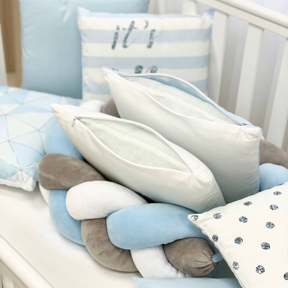 Защитные бортики в кроватку новорожденным Geometry blue, бортики без постели