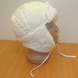 Дитяча утеплена шапка для дівчинки Квіточка молочна, обхват голови 48 см