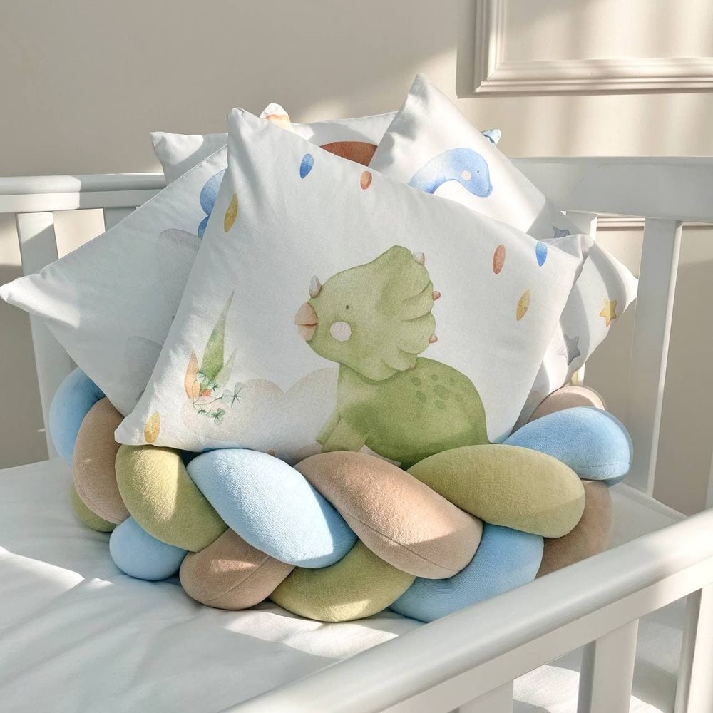 Защитные бортики в кроватку новорожденным Дино, бортики без постели