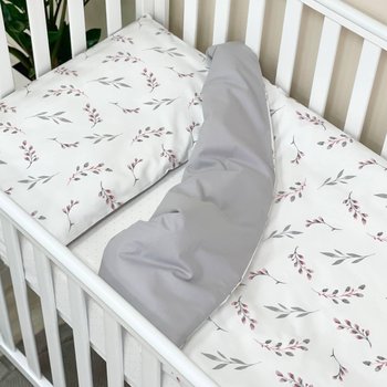 Змінний комплект постільної білизни у ліжечко для новонароджених Гілочки пудра (підковдра, наволочка, простирадло)