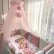 Постель новорожденным с бортиками Мишки розовые, с балдахином