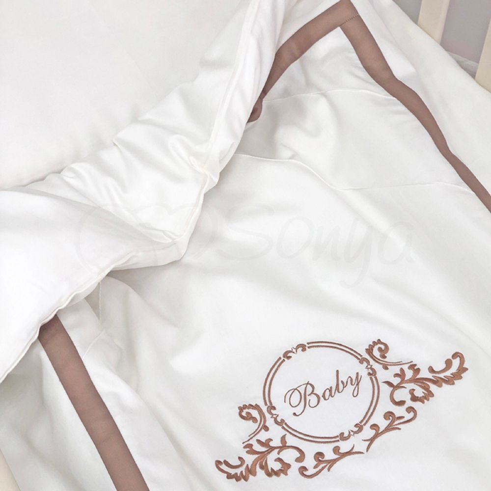 Сатиновое сменное постельное белье для новорожденных Belissimo chocolate фото, цена, описание