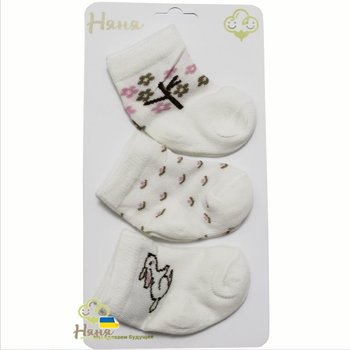Шкарпетки для новонароджених Звірятка 3 пари, 0-3 місяці, Трикотаж