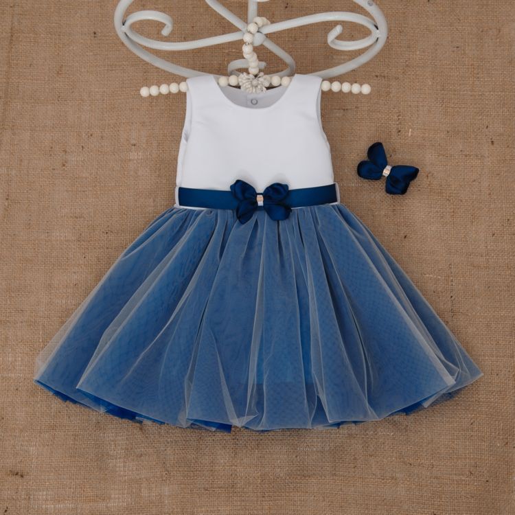 Нарядное платье + заколка Чарівниця для малышки синее, 68, Кулир, Платье