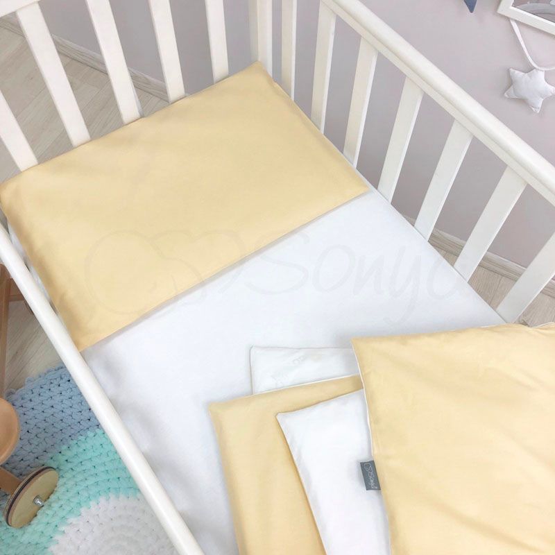 Змінний постільний комплект у ліжечко для новонароджених гірчичний фото, ціна, опис