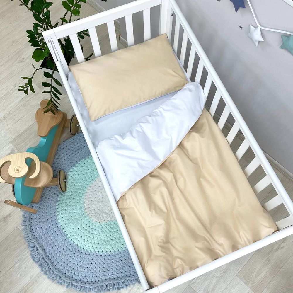 Змінний постільний комплект у ліжечко для новонароджених бежевий фото, ціна, опис