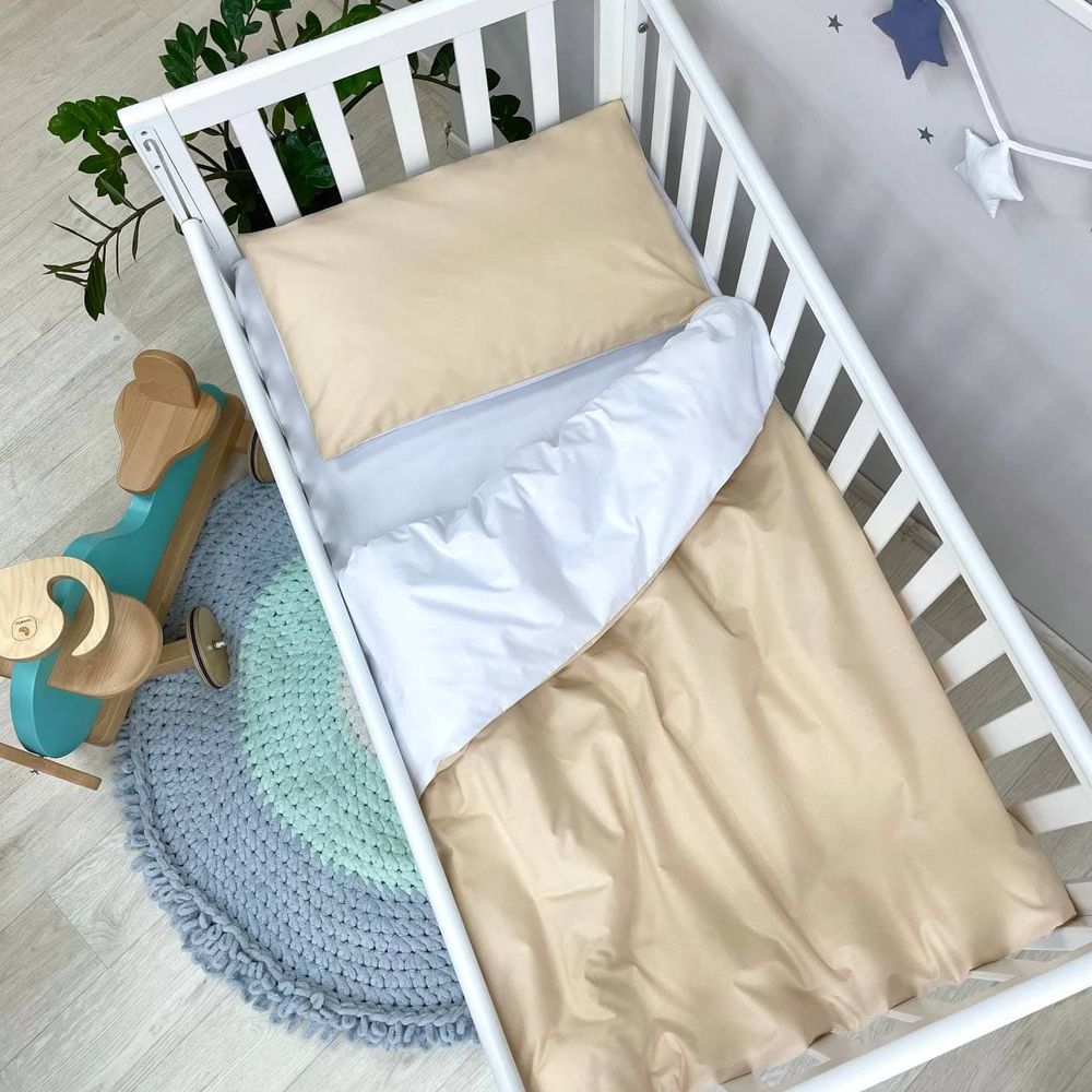 Змінний постільний комплект у ліжечко для новонароджених бежевий фото, ціна, опис