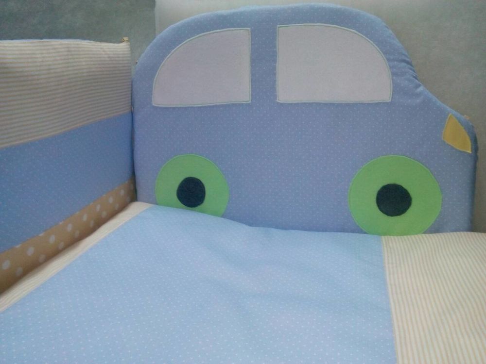 Комплект для дитячої кроватки АВТОМОБІЛЬ тм Грета Люкс, без балдахіна