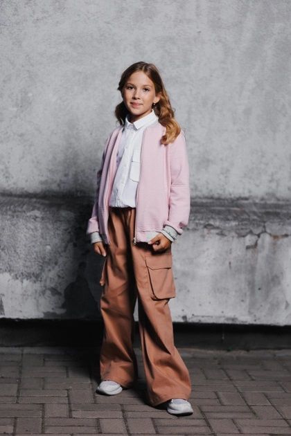 Котоновые брюки Карго для девочки розовые