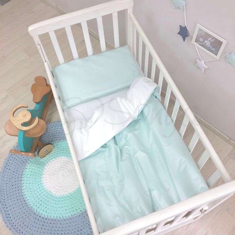 Змінний постільний комплект у ліжечко для новонароджених темна м'ята фото, ціна, опис