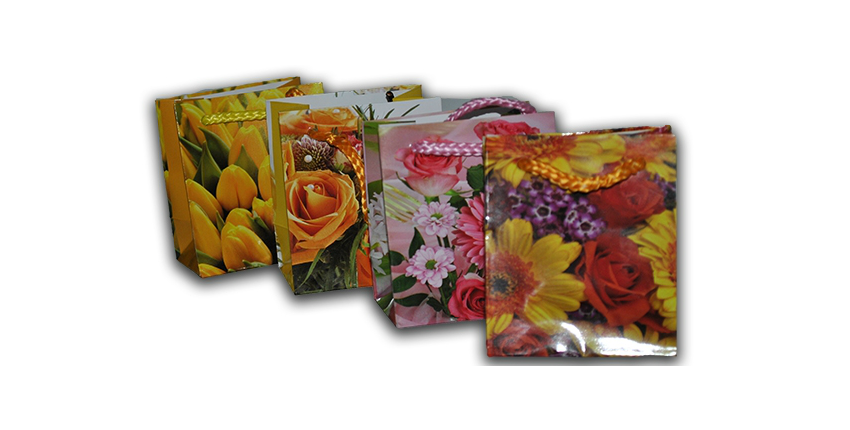 Подарочные пакеты Цветы Микс 8х10х4 см