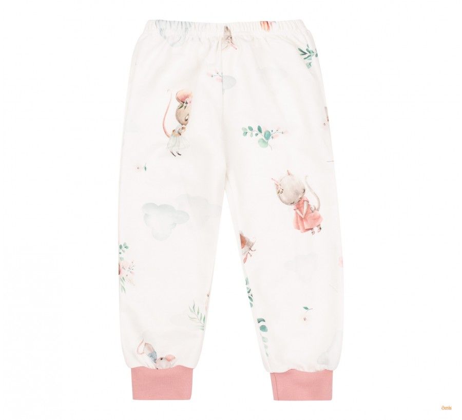 Байковая пижама Little Mouse для девочки розовая, 92, Фланель, байка