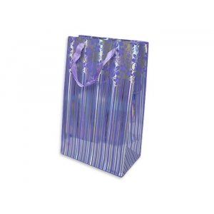 Пакет 36х22х14 Блестящие полоски фиолетовые
