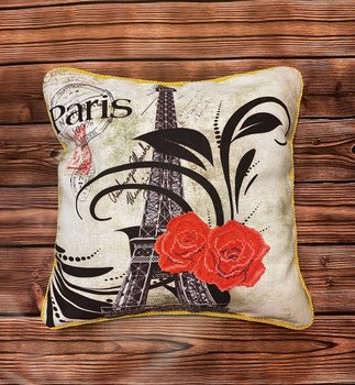 Набір для вишивки подушки Париж 5D 50х50 см живе фото вишивка троянди