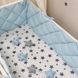Стеганий захист з 4 частин в ліжечко новонародженим блакитний/білий, бортики без постілі