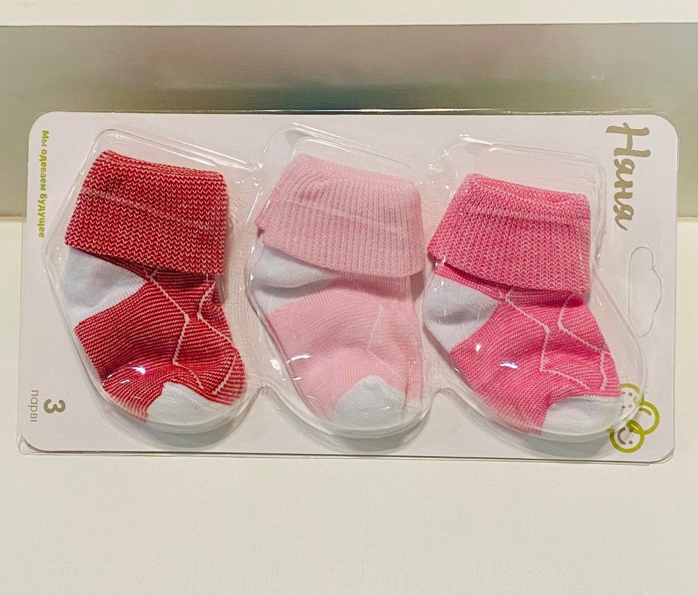 Носочки Модница для новорожденной 3 цвета, 0-3 месяца, Трикотаж