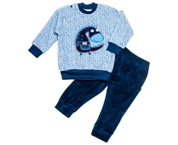 Велюровий костюм на малюка Дракоша синьо - блакитний, 92, Велюр, Костюм, комплект