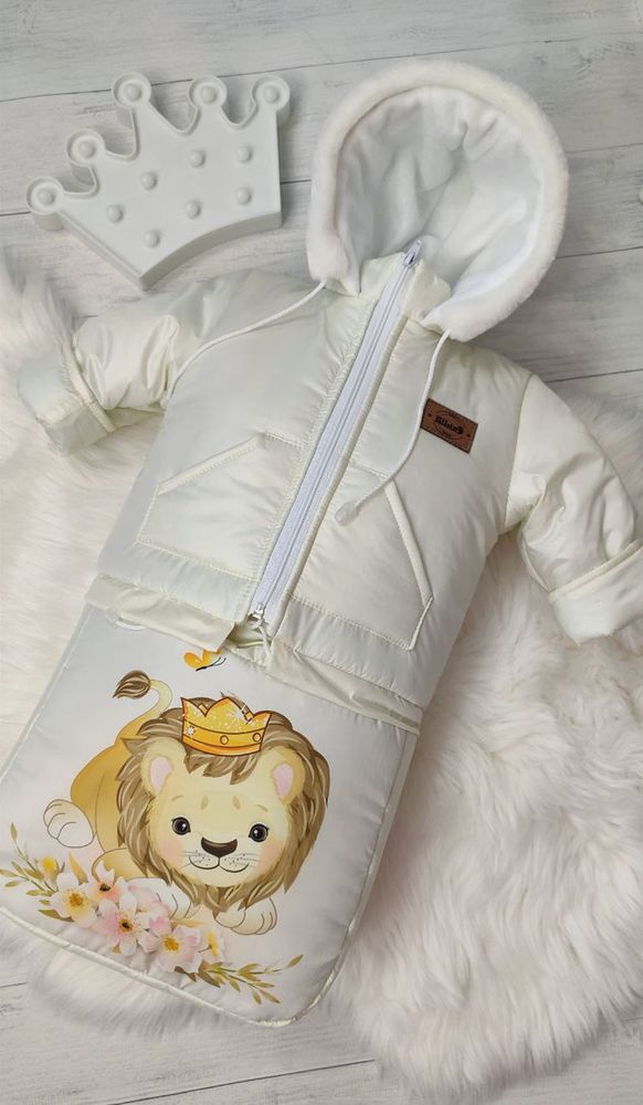 Зимний комплект трансформер для малышей Принц Львенок 3 в 1, 0-24 месяца, Плащевка, Комбинезон трансформер